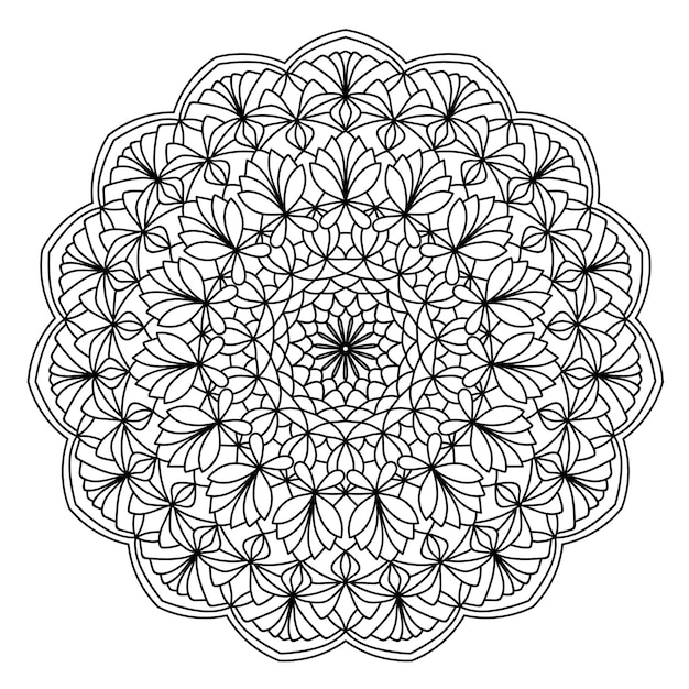 Mandala modello rotondo per adesivi henné tatuaggio decorazione web Ornamento decorativo in stile etnico orientale Pagina del libro da colorare