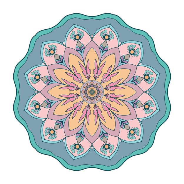 Mandala motivo floreale colorato illustrazione vettoriale design etnico orientale Fiore di simmetria arabesco