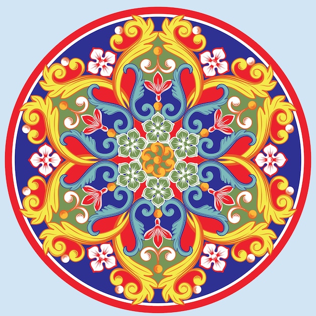 Mandala ornamentale tondo etnico colorato. Design arabesco orientale