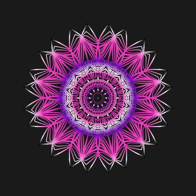 Mandala rosa e bianco con bordo viola. illustrazione vettoriale. mandala rosa e bianco con bordo viola. illustrazione di riserva dell'illustrazione di vettore