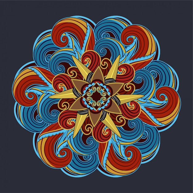 mandala rosso e blu