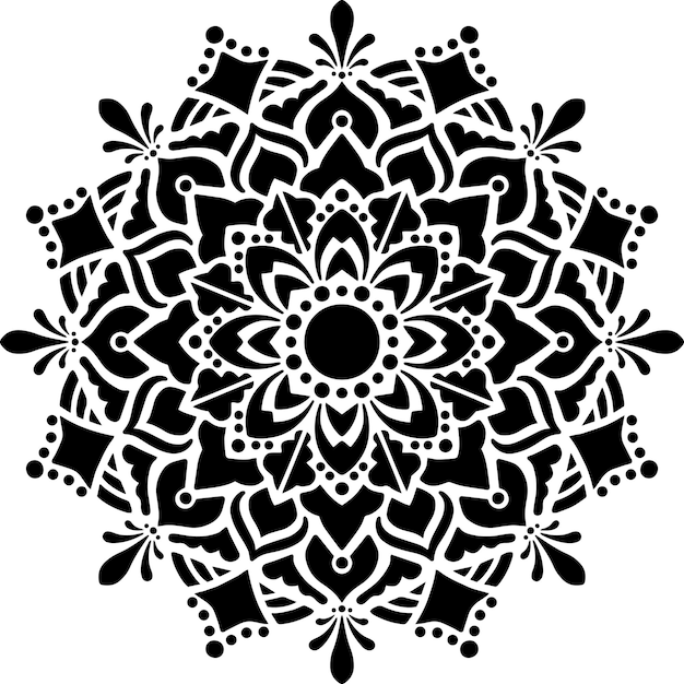 Mandala Stencil Template Design stampabile Illustrazione Pacchetto silhouette in bianco e nero