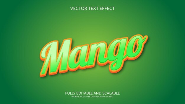 Mango 3D Vector Eps Modello di effetto di testo modificabile