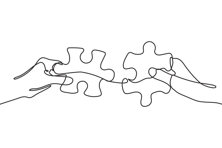 Mani che tengono l'illustrazione di vettore delle parti di puzzle