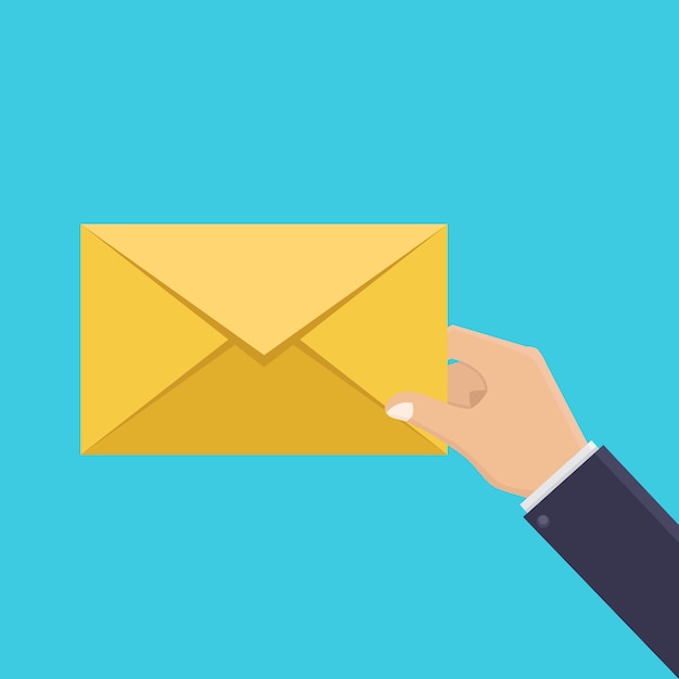 Mani e lettere, ricevere lettere, stile di design piatto illustrazione