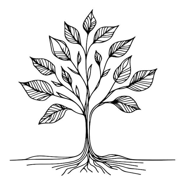 mani in primo piano che tengono una linea nera germoglio di albero che cresce dal suolo mano concetto di protezione del pianeta Terra