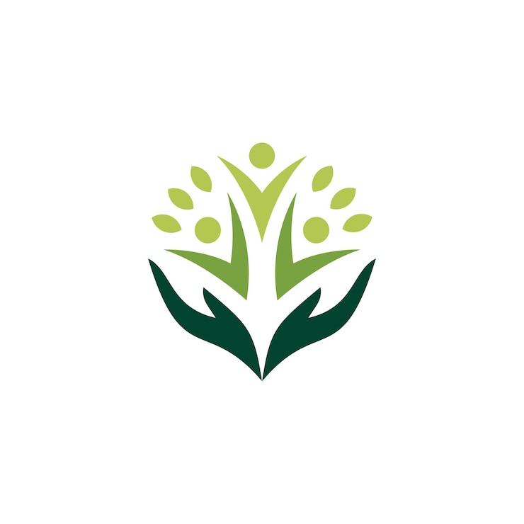 mani umane foglie logo illustrazione simbolo creativo