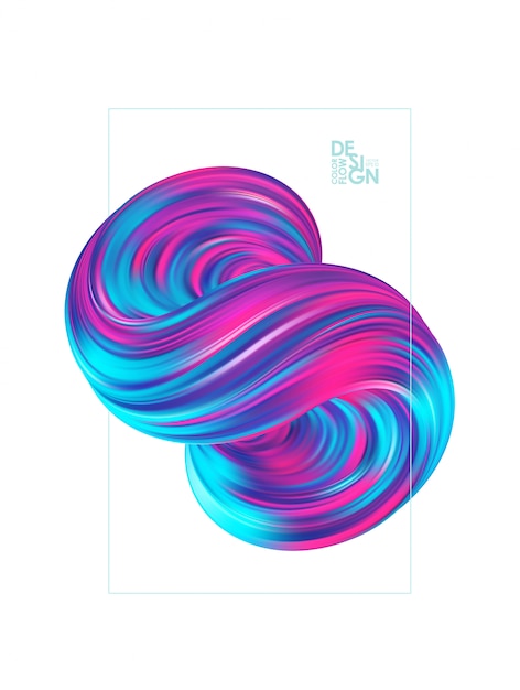Manifesto astratto con forma di flusso contorto colorfil 3d di fluido liquido.