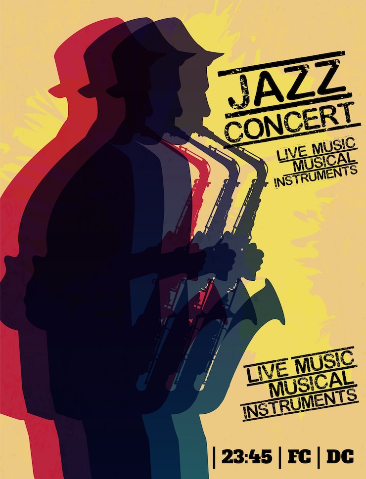 Vettore manifesto del concerto di musica blues jazz