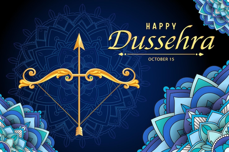 Vettore manifesto del festival indù felice di dussehra