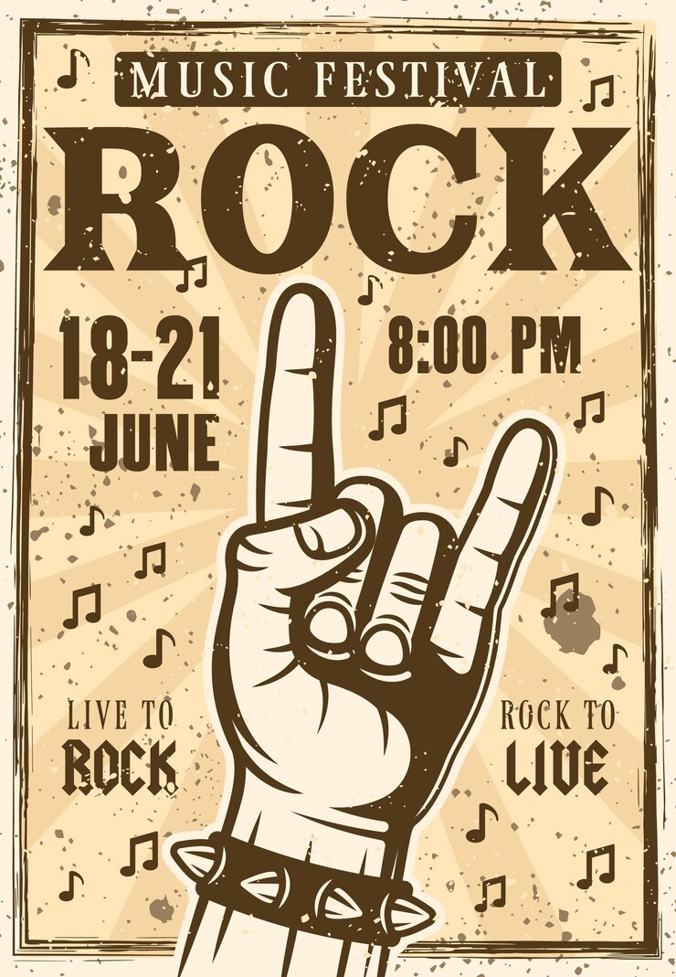 Manifesto del festival rock con la mano