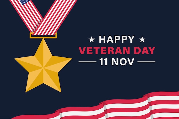 Manifesto dell'insegna del fondo di vettore del giorno del veterano