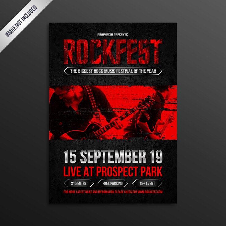 Manifesto di festival di musica rock moderno grunge