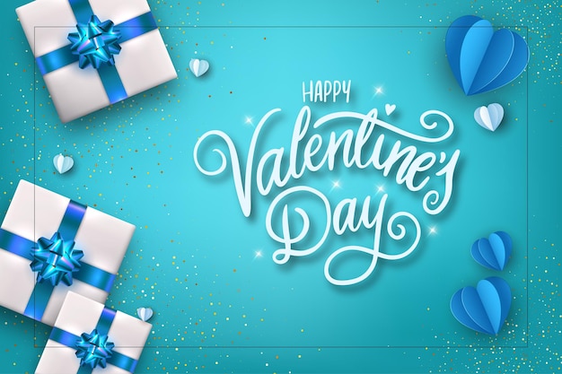 Manifesto di tipografia della cartolina d'auguri romantica felice di San Valentino con la calligrafia moderna