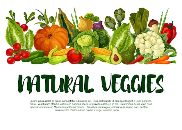 Manifesto di vettore del raccolto di verdure o verdure