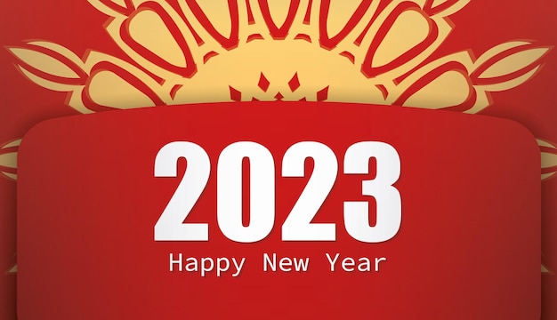 Manifesto presentabile rosso di Capodanno 2023 con un bellissimo motivo orientale