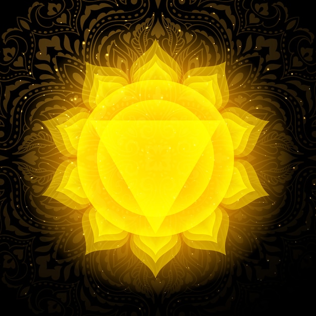 Manipura chakra con mandala. Chakra del plesso solare.