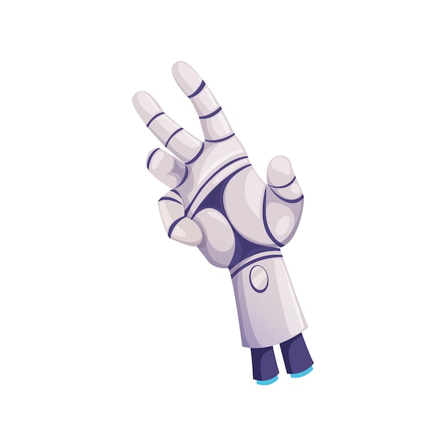 Mano artificiale robotica con dita di metallo innovazione medica protesi braccio disabile invalidità vettore disabile uomo cyborg arti palma