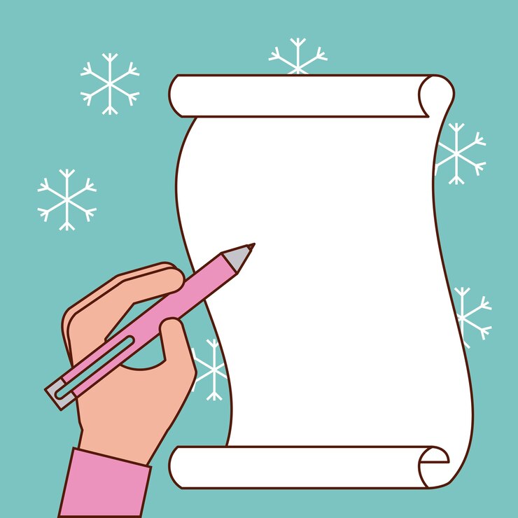 Vettore mano che scrive regalo lista di natale tradizionale