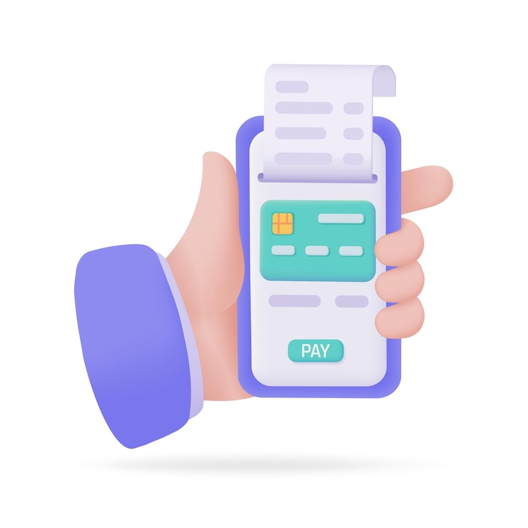 Vettore mano che tiene un pagamento online telefonico tramite carta di credito società senza contanti eseguire la scansione del codice qr per pagare l'illustrazione 3d online