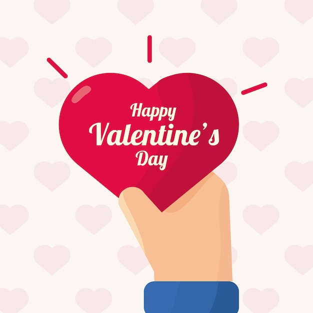 Mano con cuore amore San Valentino nel reticolo dei cuori