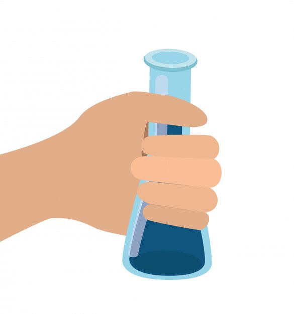 Mano con strumenti di laboratorio isolati