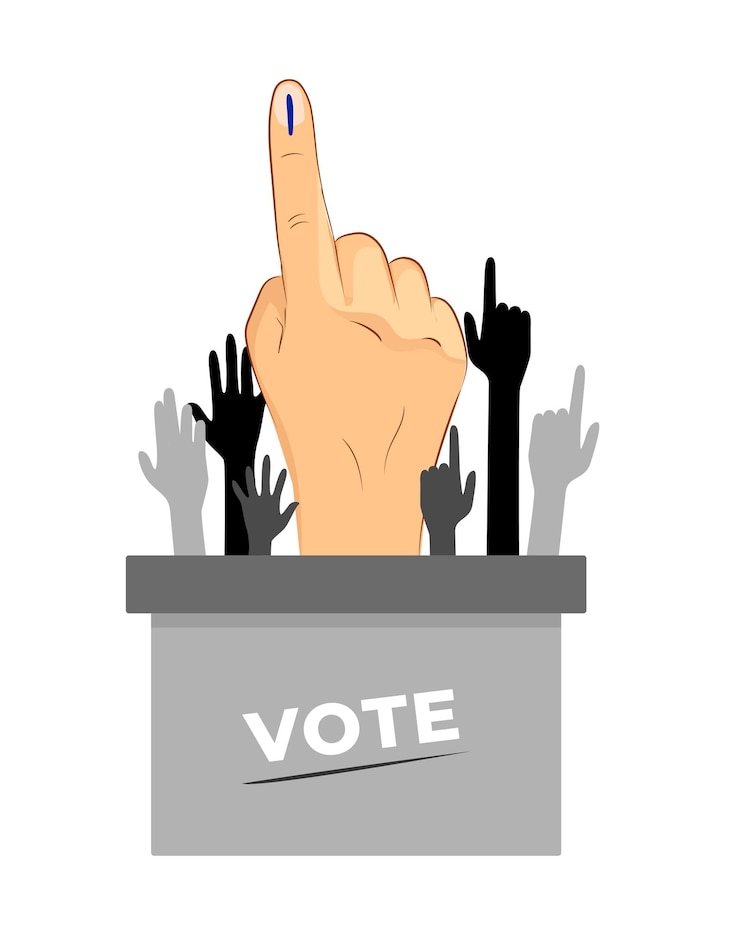 Vettore mano di voto delle elezioni in india