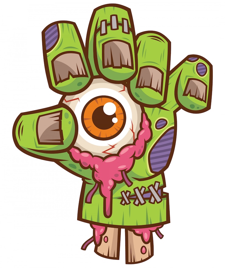Mano di zombie con bulbo oculare