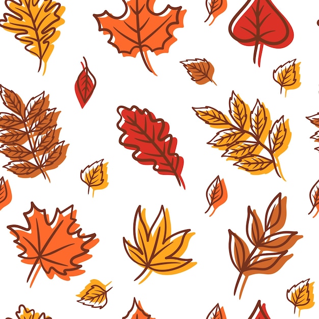 Mano disegnato autunno foglie modello