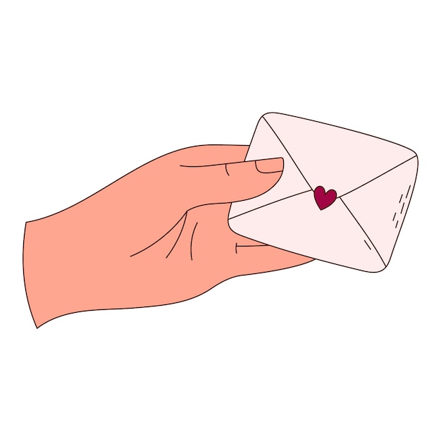 Mano e lettera disegnate a mano per il giorno di San Valentino Elementi di design per poster biglietti d'auguri striscioni