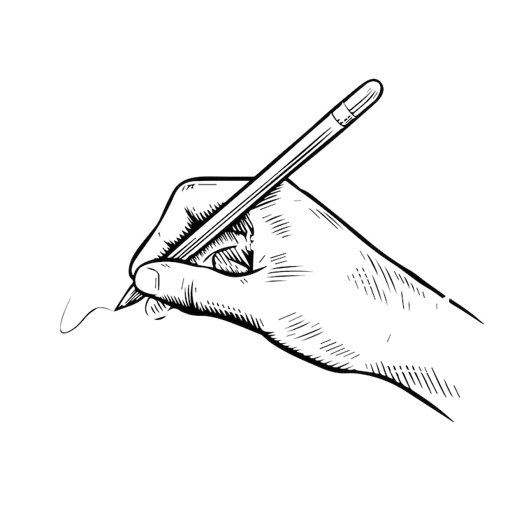 Vettore mano e penna