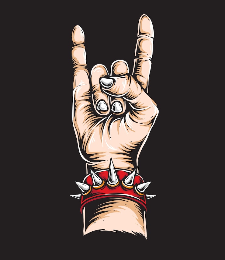 Vettore mano rock n roll