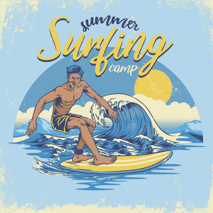 Mano txtured vintage disegno surf