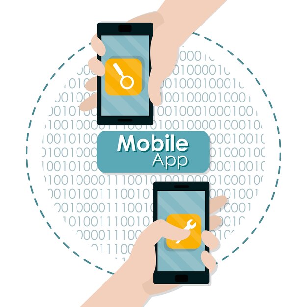 Mano usando l&#39;app mobile per smartphone