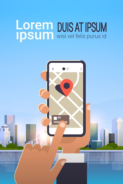 mano utilizzando l'applicazione di mappe mobili online