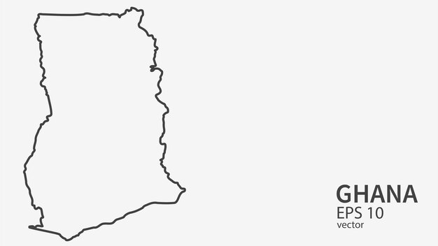 Mappa a linee vettoriali del Ghana Disegno vettoriale isolato su sfondo bianco