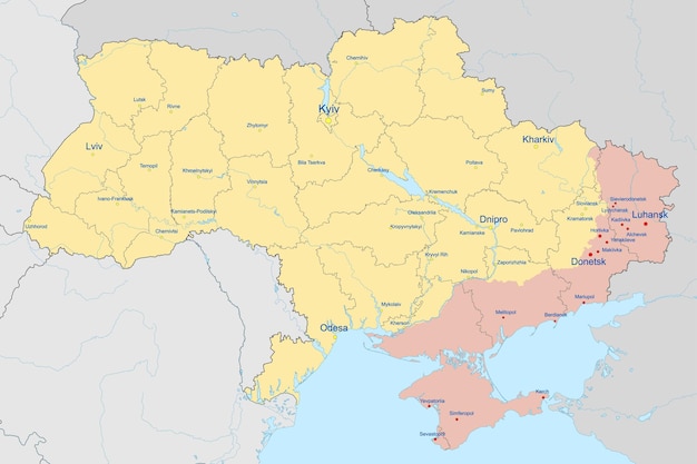 Mappa amministrativa dell'Ucraina a febbraio 2024