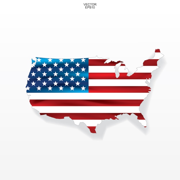 Mappa degli Stati Uniti con il modello della bandiera americana.