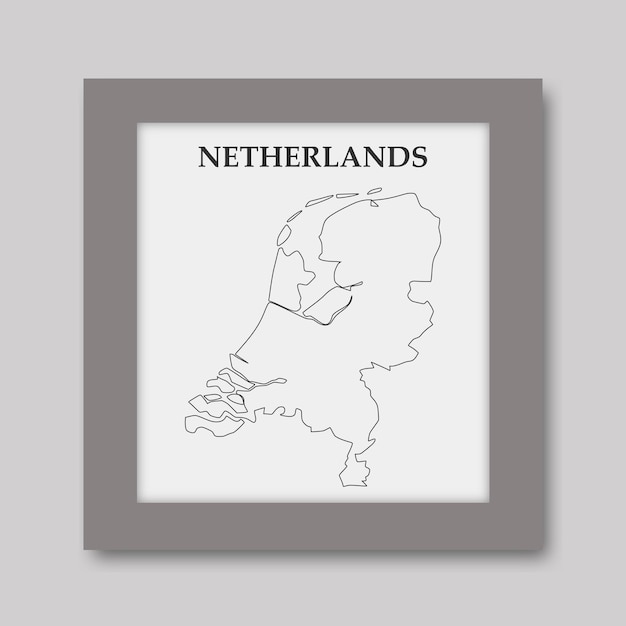 Mappa dei Paesi Bassi illustrazione linea continua arte disegno a mano