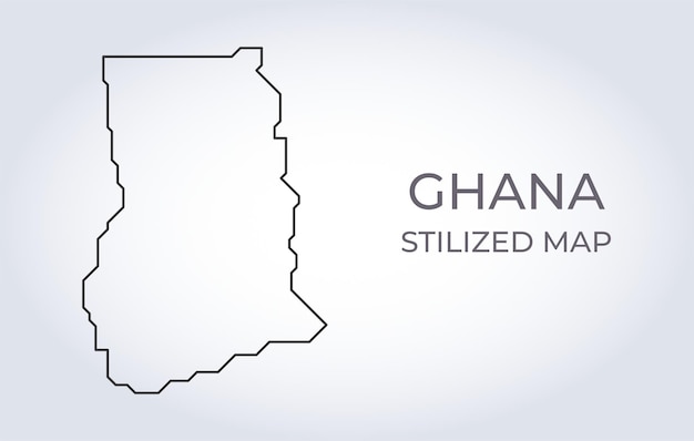 Mappa del Ghana in uno stile minimalista stilizzato