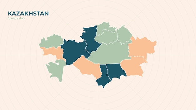 Mappa del Kazakistan isolato stato moderno colorato