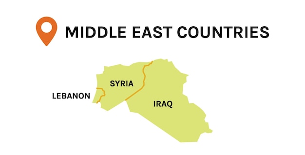 Mappa del Medio Oriente e illustrazione vettoriale piatta del paese