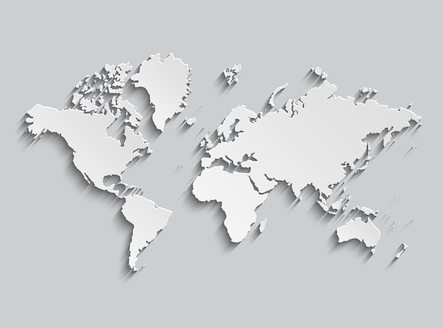 Mappa del mondo carta Mappa politica del mondo su uno sfondo grigio Paesi Illustrazione vettoriale