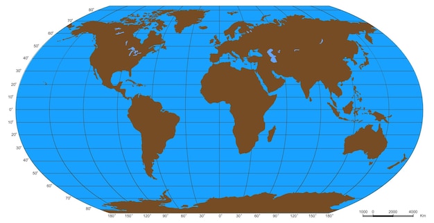 mappa del mondo con parallelo e meridiano