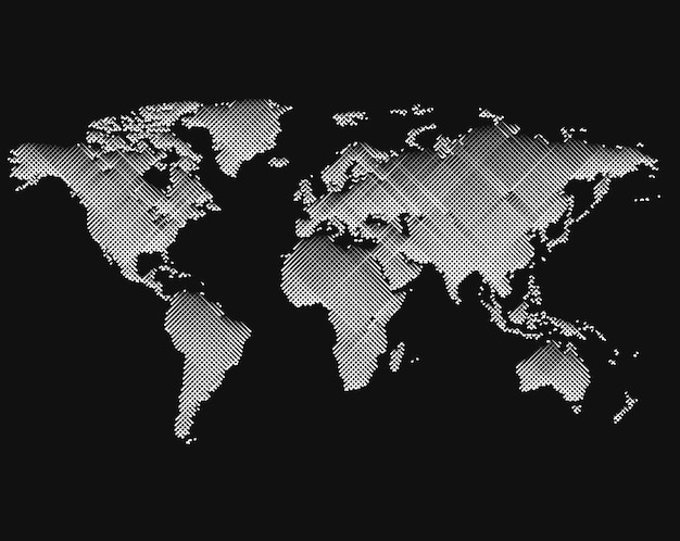 Mappa del mondo di colore nero isolato di linee di sfondo terra illustrazione vettoriale