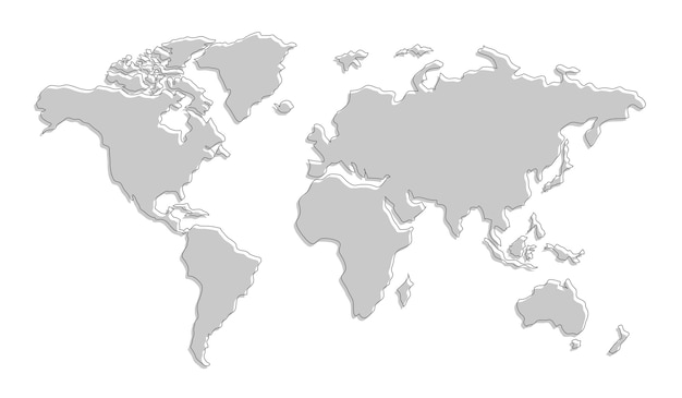 Mappa del mondo isolata su sfondo bianco