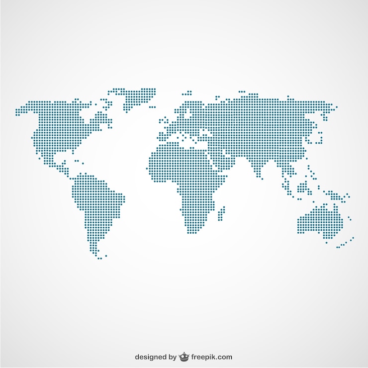 Vettore mappa del mondo puntini template