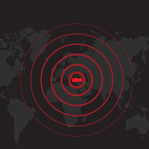 Mappa del mondo terremoti piatti in Turchia