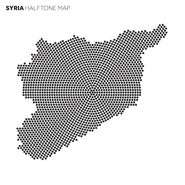 Mappa del paese della Siria realizzata con motivo a mezzitoni radiali
