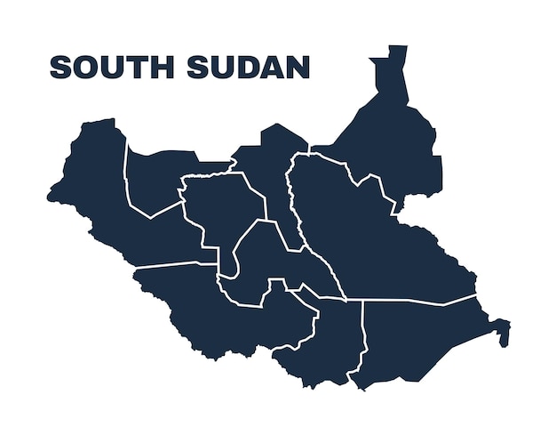 Mappa del Sudan del Sud, vettore del contorno del confine piatto